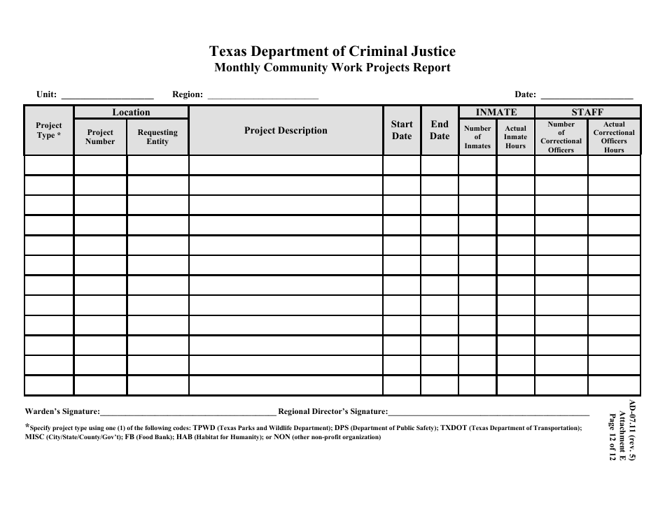 Texas Use of Offender Labor for Community Work Projects Fill Out Texas Use of Offender Labor for Community Work Projects Fill Out