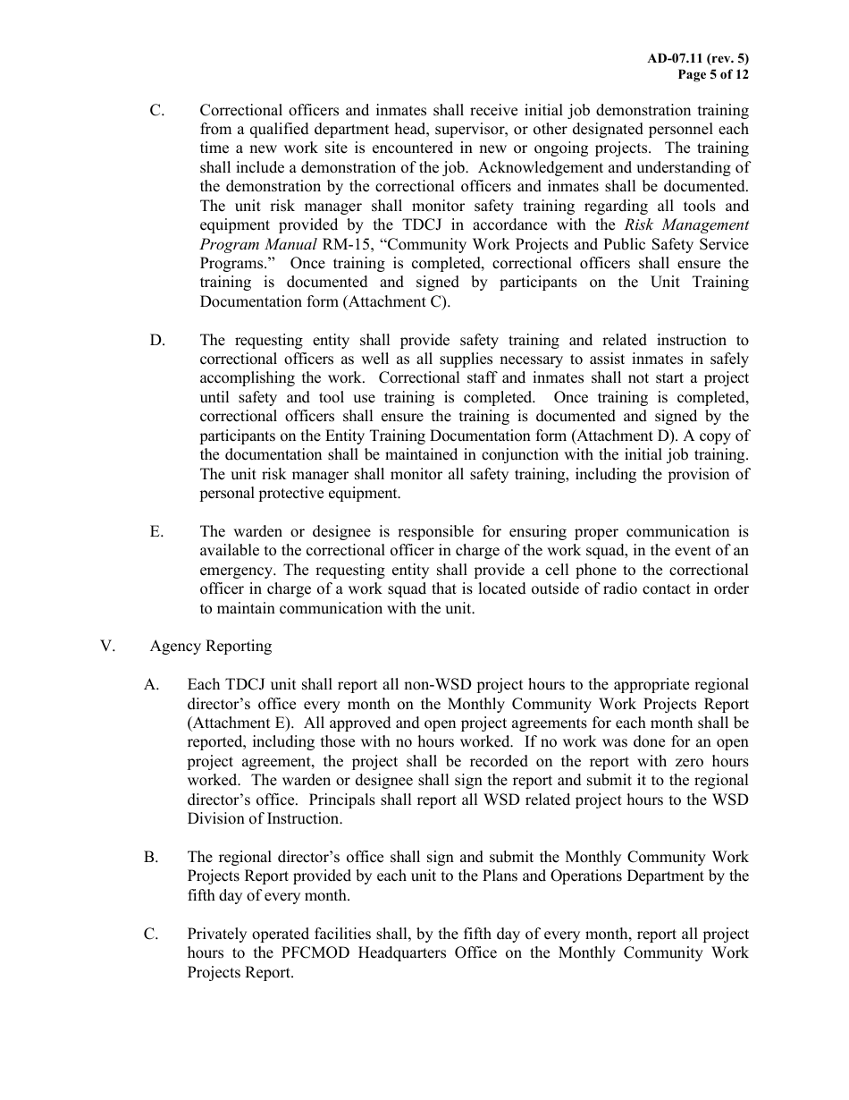 Use of Offender Labor for Community Work Projects - Texas, Page 5