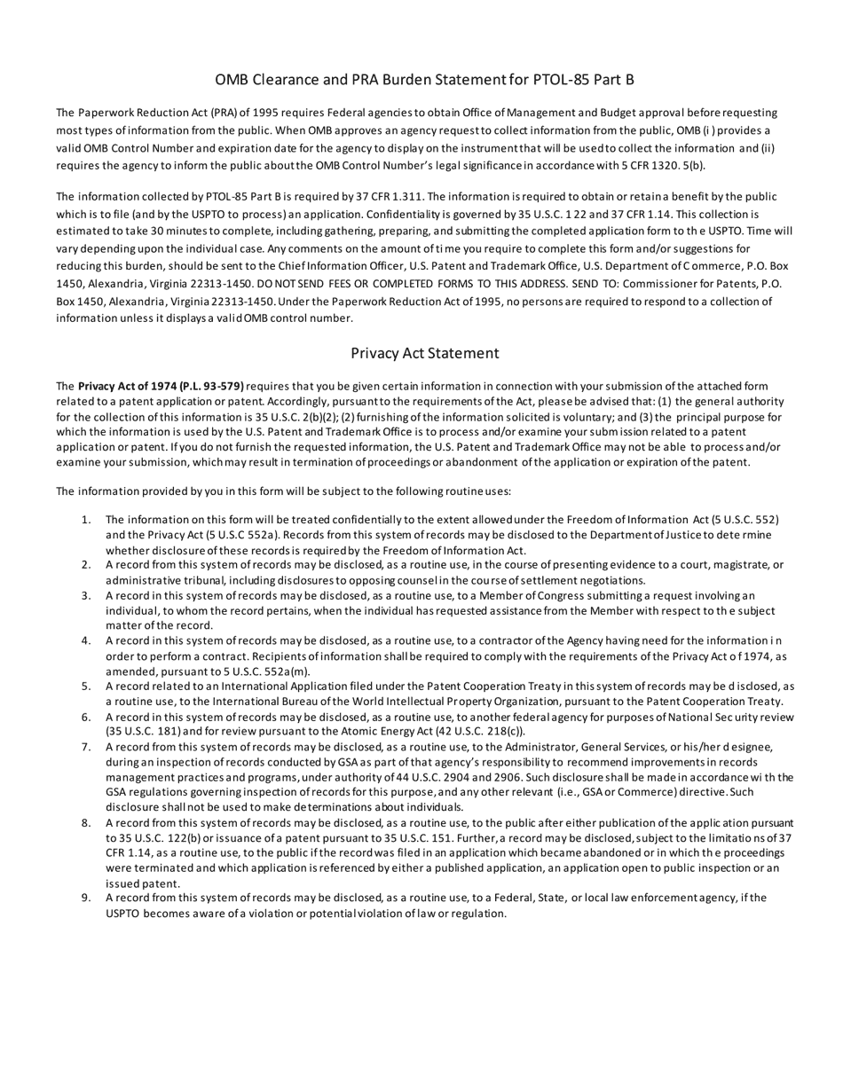 Form PTOL-85 Part B Fee(S) Transmittal, Page 2