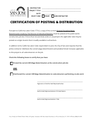 Document preview: Certification of Posting & Distribution - City of San Jose, California