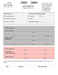 Document preview: Utility Users Tax Registration Form - City of San Jose, California