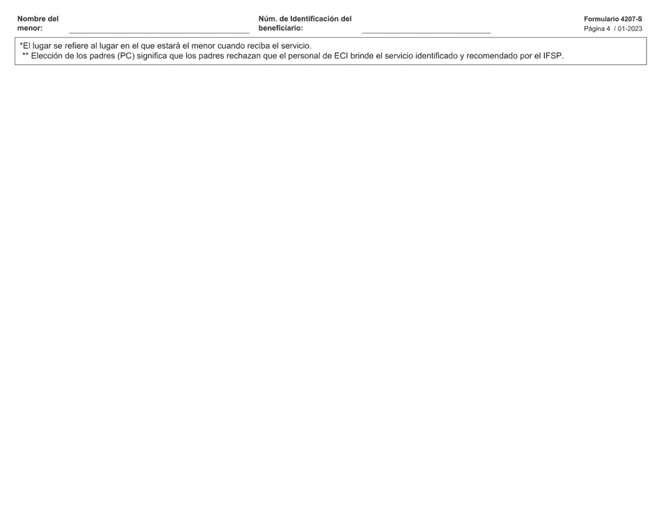 Formulario 4207-S Paginas Del Plan Individualizado De Servicios Para La Familia (Ifsp) - Texas (Spanish), Page 4