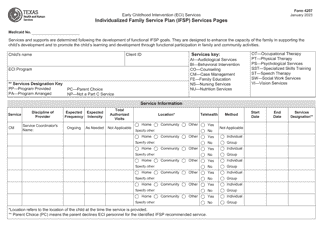 Document preview: Form 4207 Individualized Family Service Plan (Ifsp) Services Pages - Texas