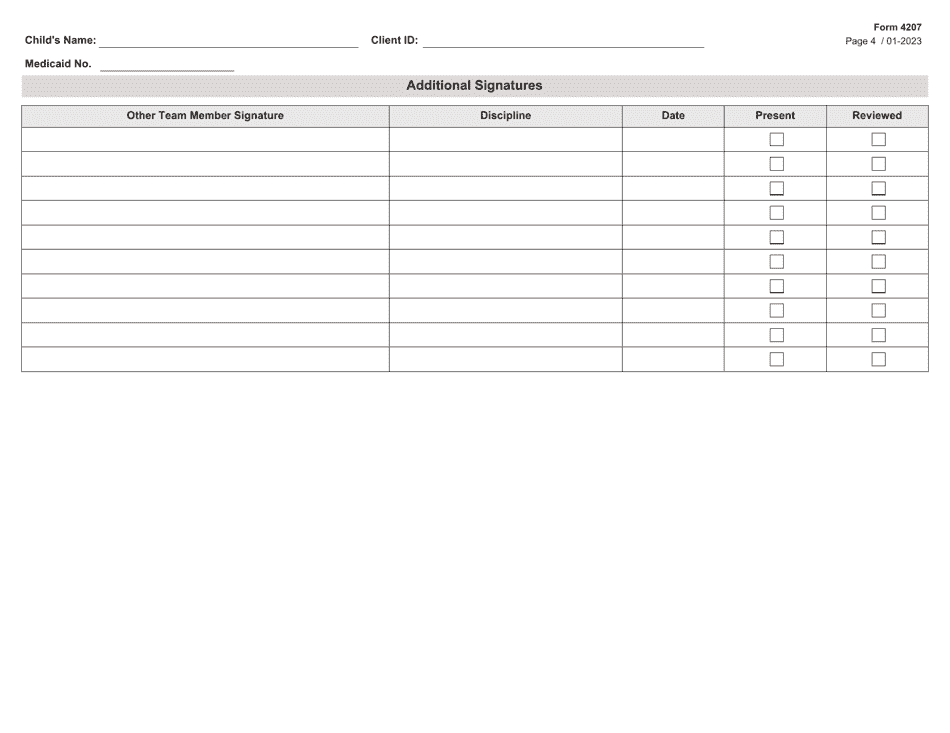 Form 4207 Individualized Family Service Plan (Ifsp) Services Pages - Texas, Page 4