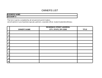 Amusement Owner Permit Form - City of San Jose, California, Page 2