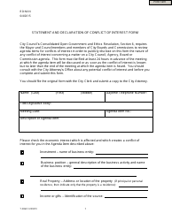 Document preview: Form T-9062 Statement and Declaration of Conflict of Interest Form - City of San Jose, California