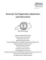 Document preview: Form 10A100 Kentucky Tax Registration Application - Kentucky