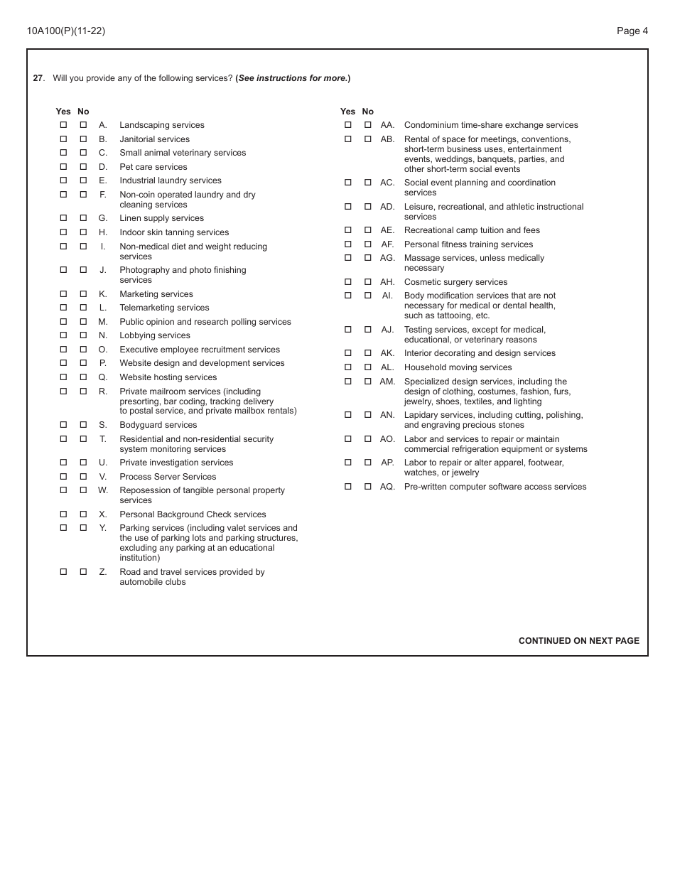 Form 10A100 Kentucky Tax Registration Application - Kentucky, Page 6