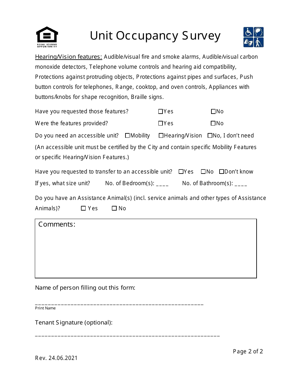 Unit Occupancy Survey - City of Los Angeles, California, Page 3