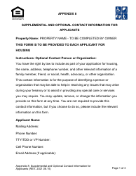 Appendix 8 Supplemental and Optional Contact Information for Applicants - City of Los Angeles, California