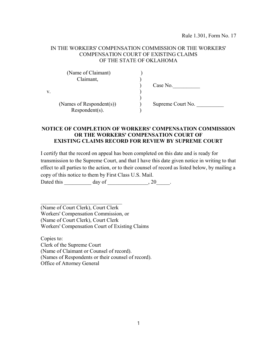 Form 17 Fill Out Sign Online and Download Printable PDF Oklahoma