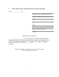 Form 15 Designation of Record for Review of a Decision of the Workers&#039; Compensation Commission or the Workers&#039; Compensation Court of Existing Claims - Oklahoma, Page 2