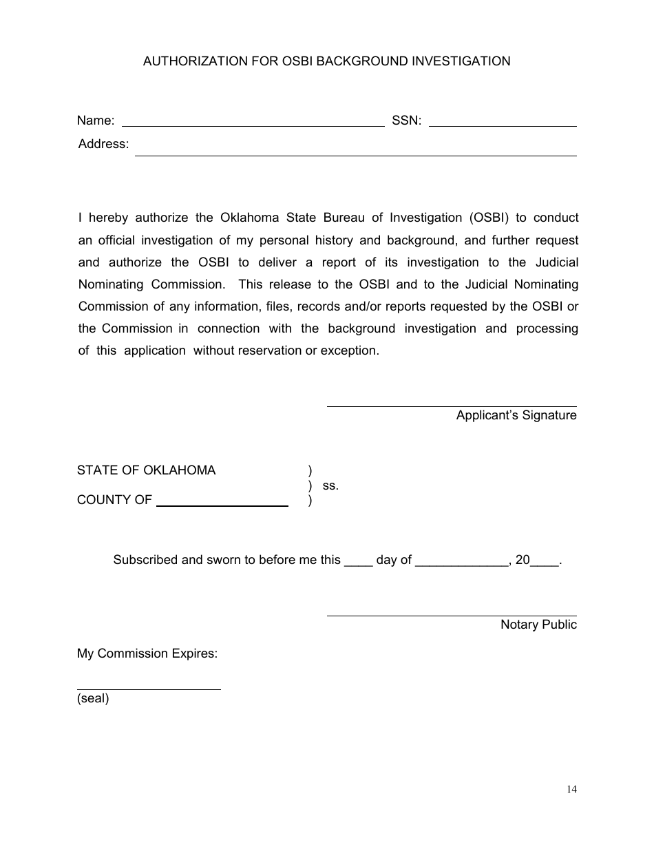 Application for Oklahoma Judicial Vacancy - Oklahoma, Page 14