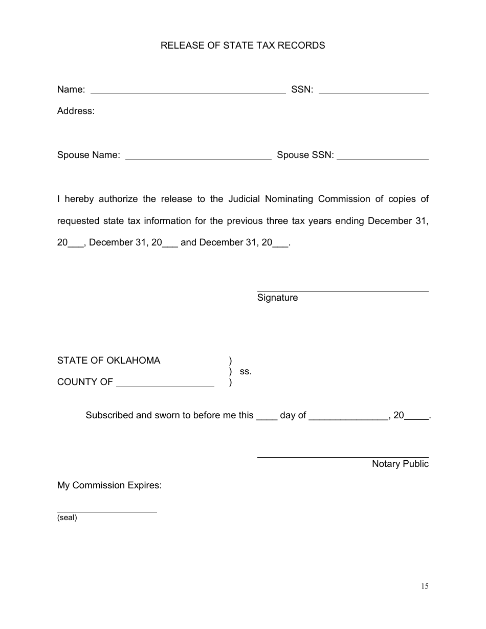 Application for Oklahoma Judicial Vacancy - Oklahoma, Page 15