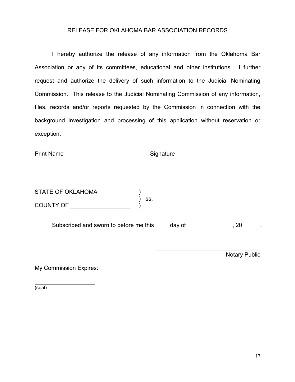 Application for Oklahoma Judicial Vacancy - Oklahoma, Page 17