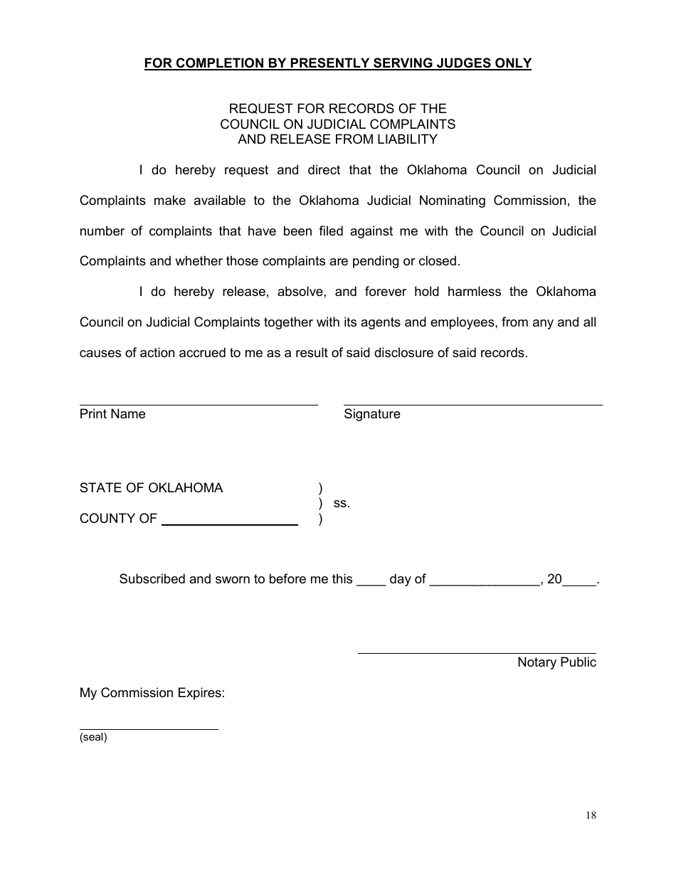 Application for Oklahoma Judicial Vacancy - Oklahoma, Page 18