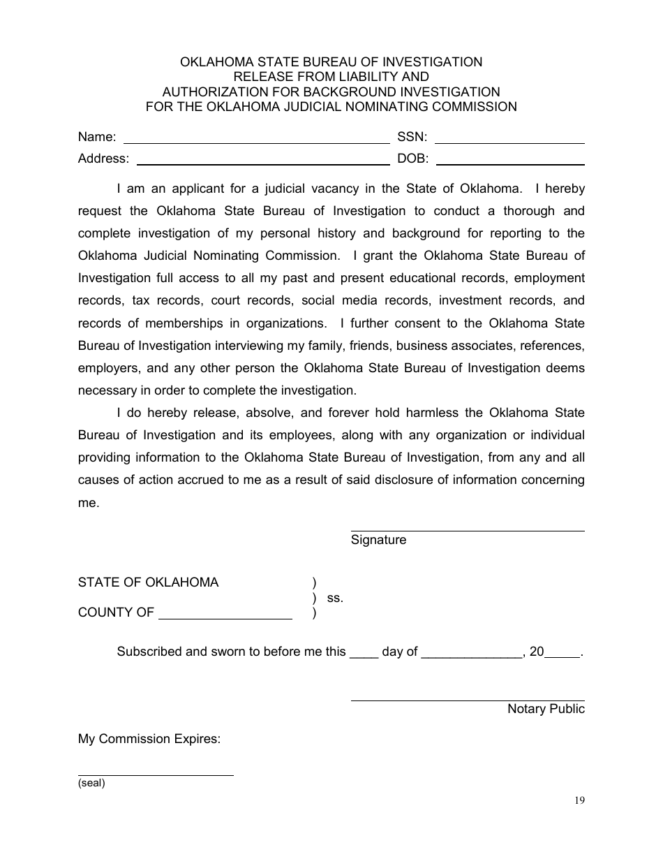 Application for Oklahoma Judicial Vacancy - Oklahoma, Page 19
