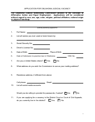 Application for Oklahoma Judicial Vacancy - Oklahoma