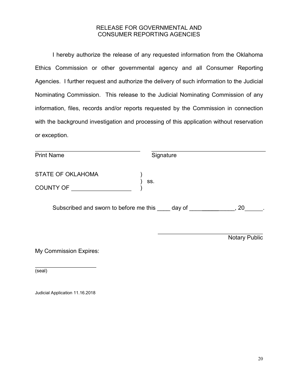 Application for Oklahoma Judicial Vacancy - Oklahoma, Page 20
