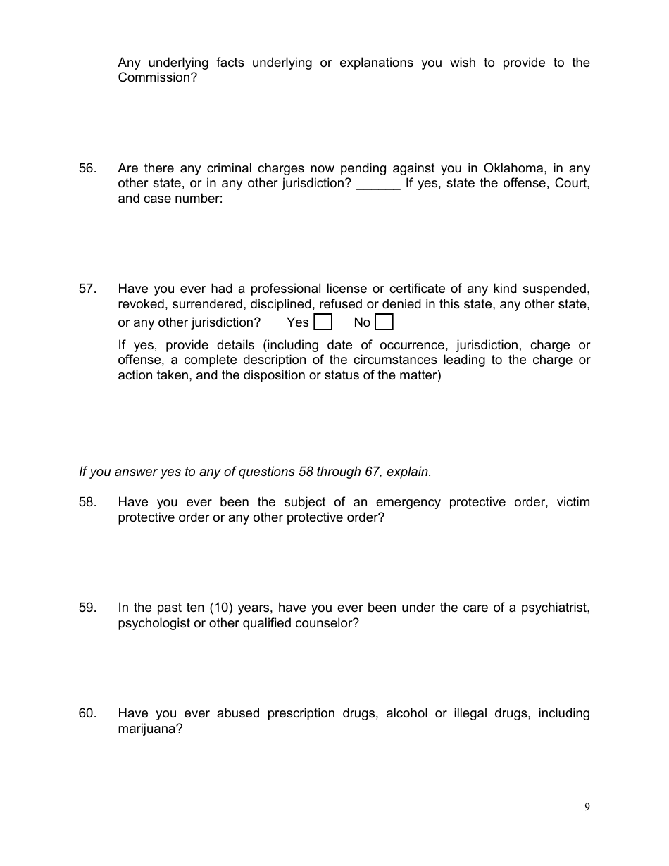 Application for Oklahoma Judicial Vacancy - Oklahoma, Page 9