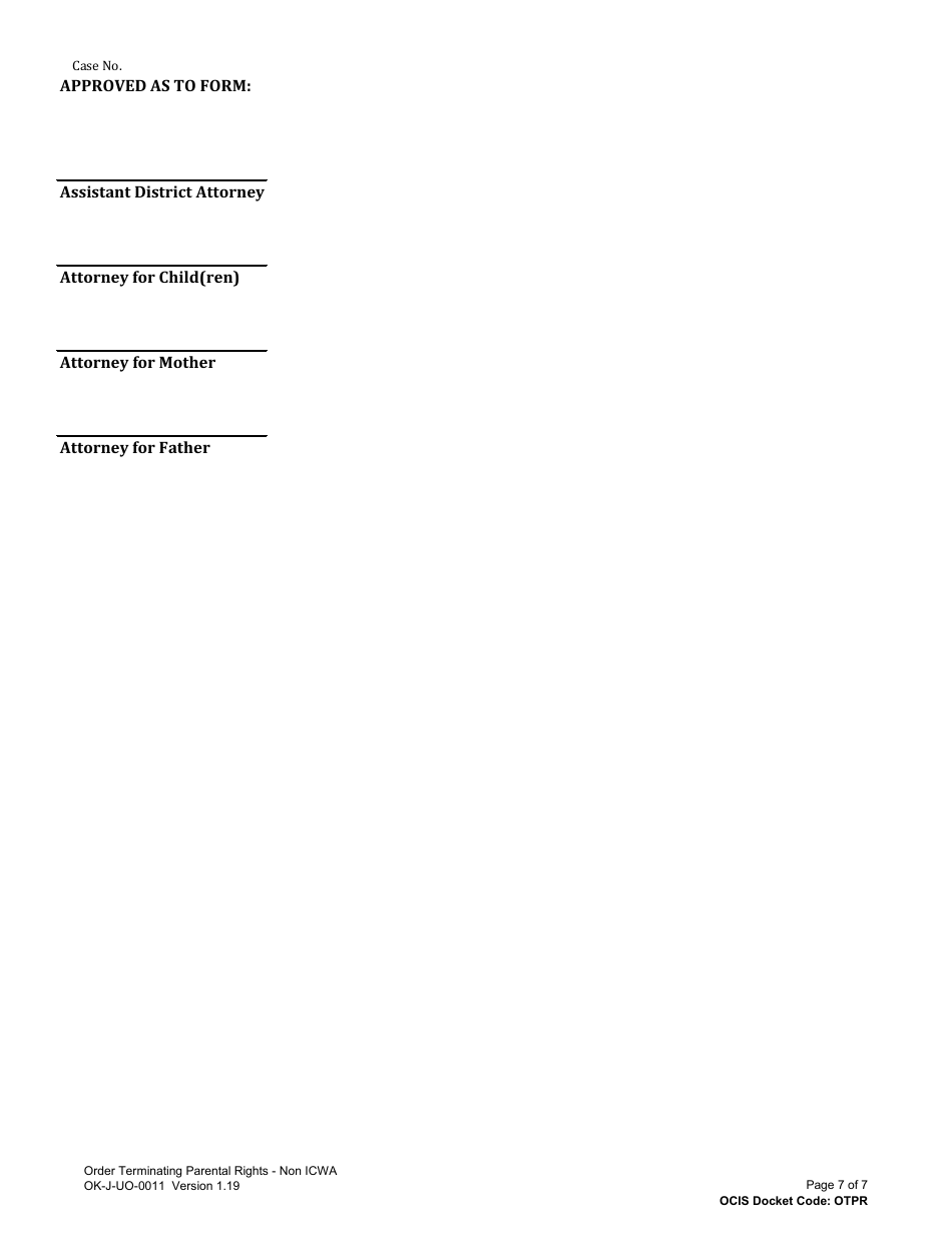 Form OK-J-UO-0011 Order Terminating Parental Rights - Oklahoma, Page 7