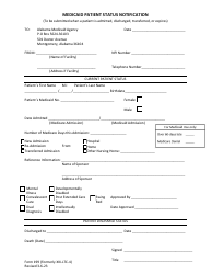 Form 199 Medicaid Patient Status Notification - Alabama