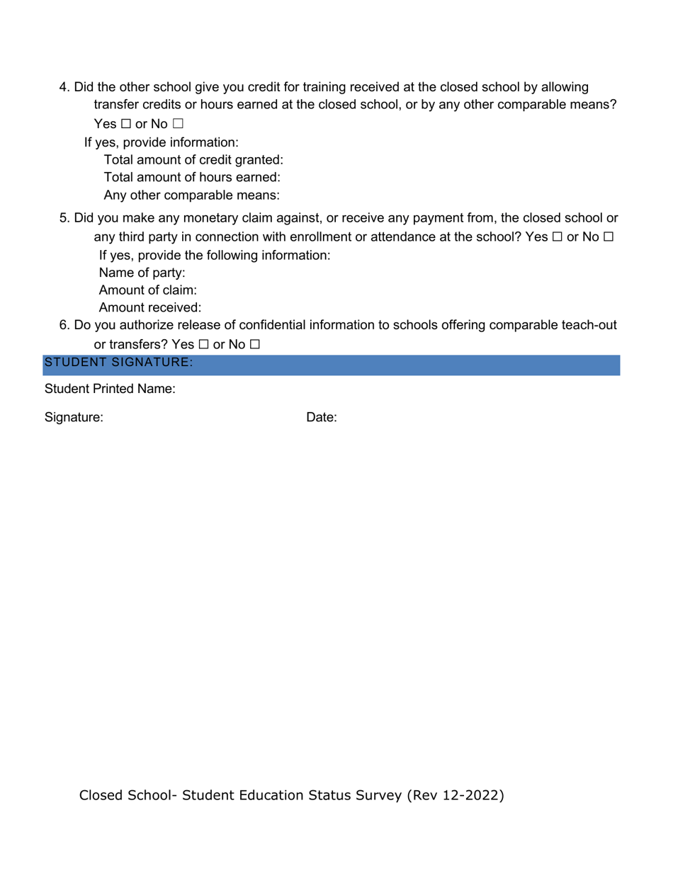 Student Education Status Survey - Texas, Page 3