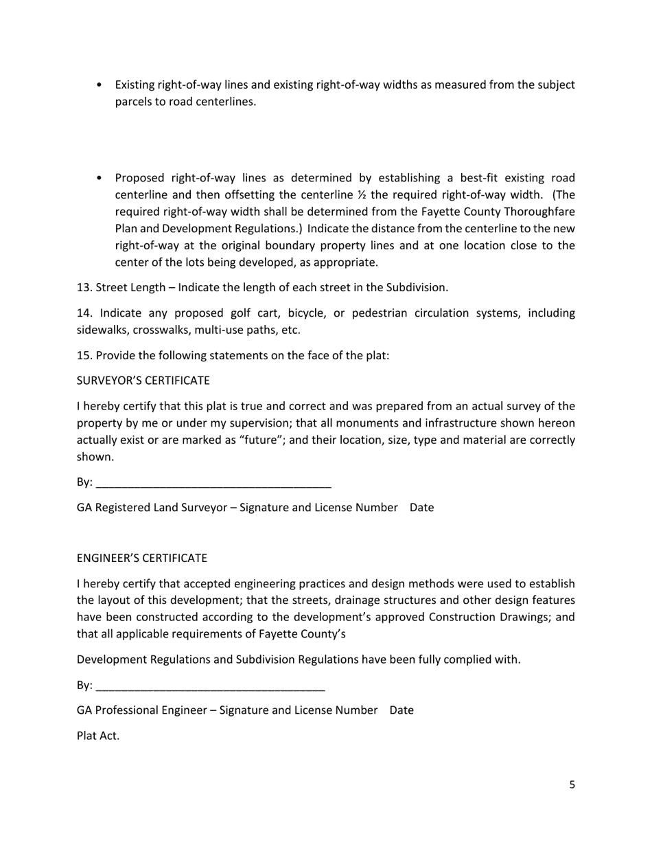 Major Final Plat Checklist - Fayette County, Georgia (United States), Page 5