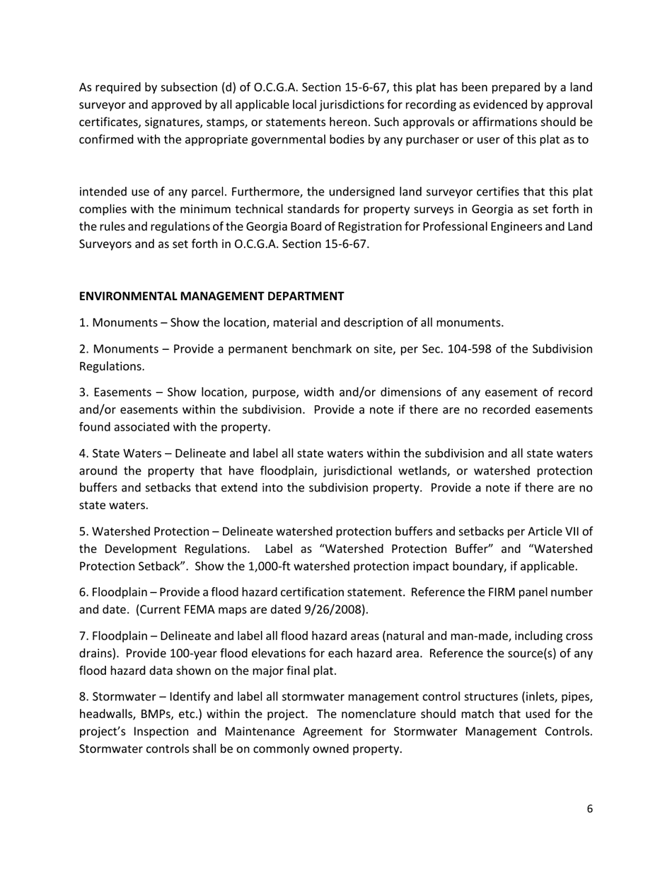 Major Final Plat Checklist - Fayette County, Georgia (United States), Page 6