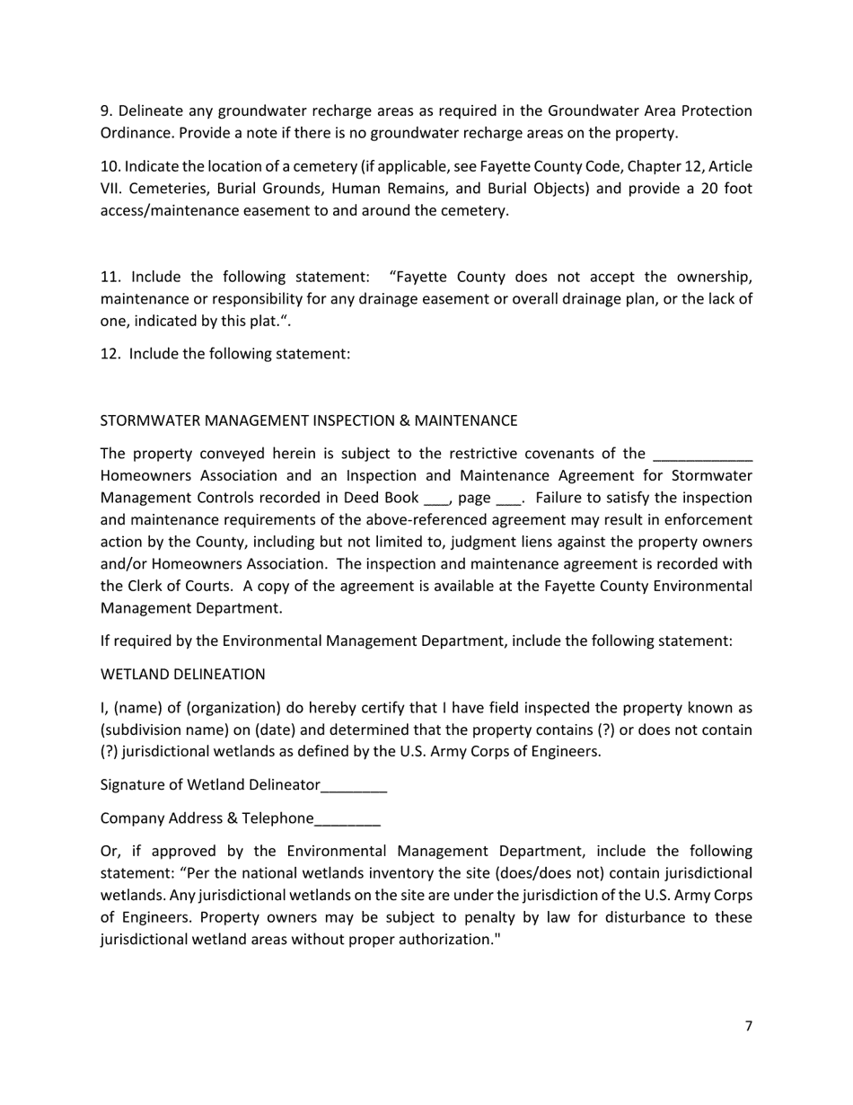 Major Final Plat Checklist - Fayette County, Georgia (United States), Page 7
