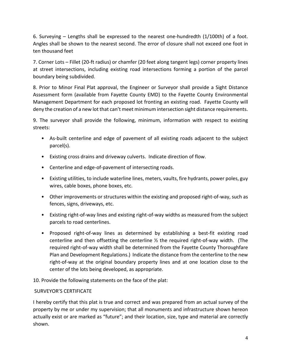 Minor Final Plat Checklist - Fayette County, Georgia (United States), Page 4