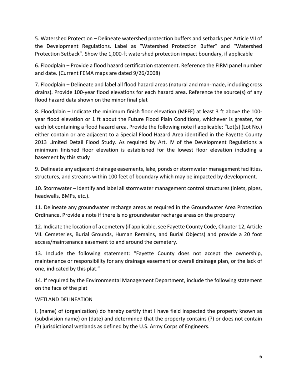 Minor Final Plat Checklist - Fayette County, Georgia (United States), Page 6