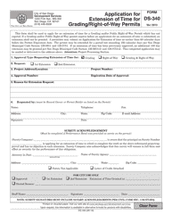 Document preview: Form DS-340 Application for Extension of Time for Grading/Right-Of-Way Permits - City of San Diego, California