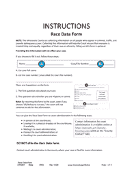 Form OTH201 Race Data Form - Minnesota