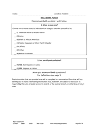 Form OTH201 Race Data Form - Minnesota, Page 2