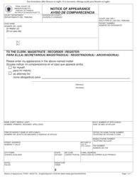 Document preview: Form TC001 Aviso De Comparecencia - Massachusetts (English/Spanish)