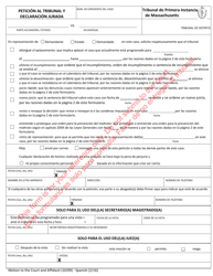 Document preview: Peticion Al Tribunal Y Declaracion Jurada - Massachusetts (Spanish)