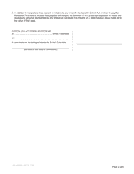 Form P14 Supplemental Affidavit of Assets and Liabilities for Domiciled Estate Grant - British Columbia, Canada, Page 2