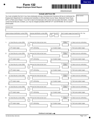 Document preview: Form 132 (150-206-523) Oregon Employee Detail Report - Oregon