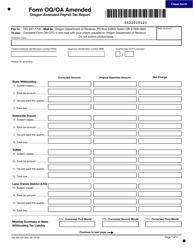 Document preview: Form OQ/OA AMENDED (150-206-522) Oregon Amended Payroll Tax Report - Oregon