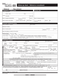 Form 6478-01A Follow-Up Sheet - Referral or Recruitment - Quebec, Canada