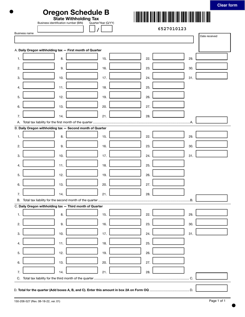 Form 150-206-527 Schedule B - Fill Out, Sign Online And Download ...