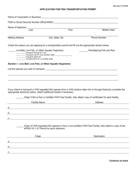 Application for Fish Transportation Permit - Kentucky, Page 2
