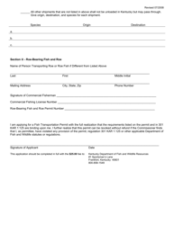 Application for Fish Transportation Permit - Kentucky, Page 3