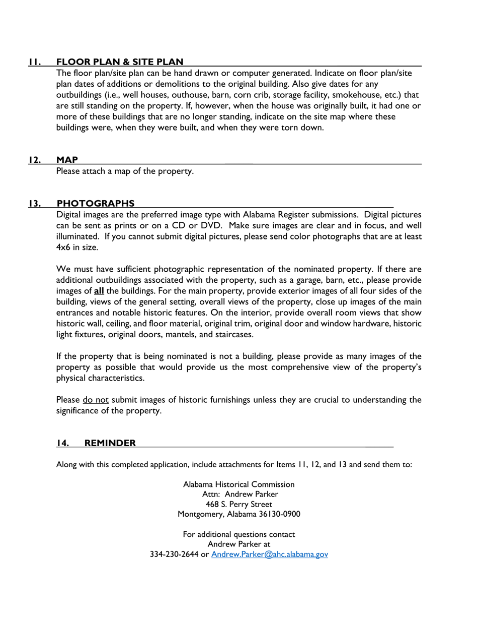 Instructions for Alabama Register of Landmarks and Heritage Application - Alabama, Page 5