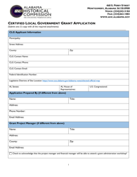 Document preview: Certified Local Government Grant Application - Alabama