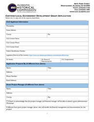 Document preview: Certified Local Government Development Grant Application - Alabama