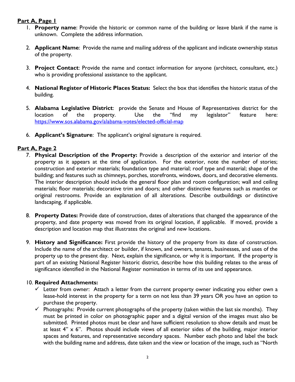 Instructions for Part A, B, C - Alabama, Page 2