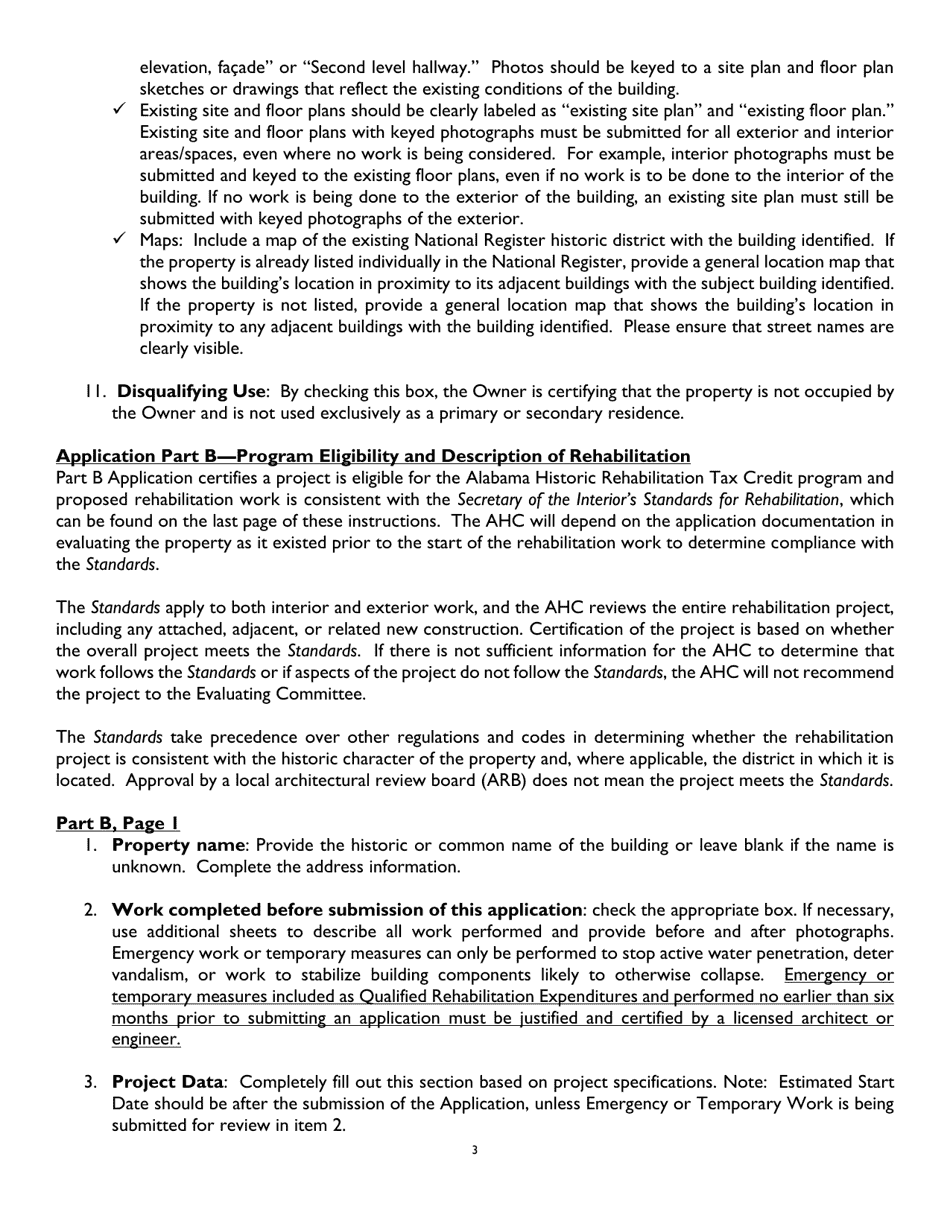 Instructions for Part A, B, C - Alabama, Page 3