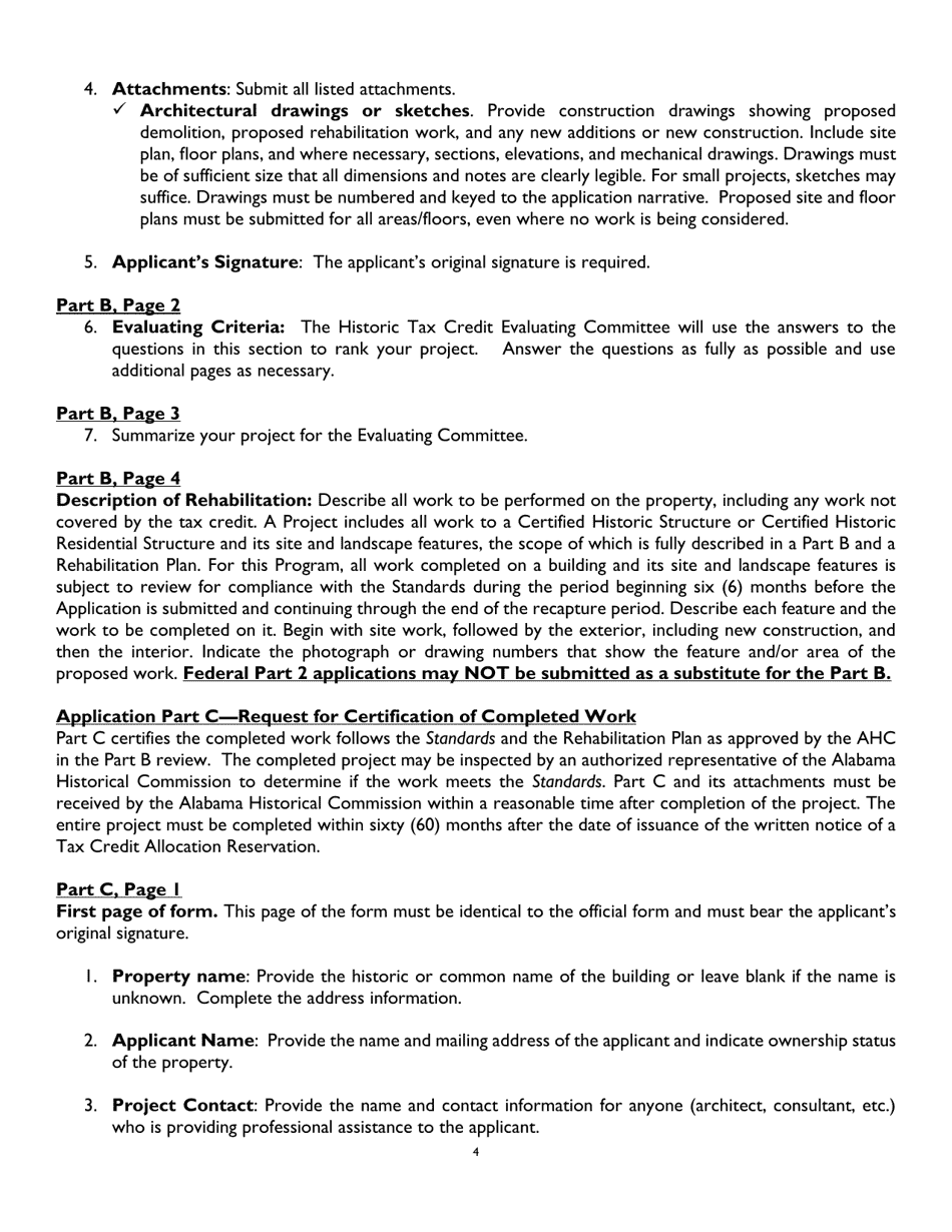 Instructions for Part A, B, C - Alabama, Page 4